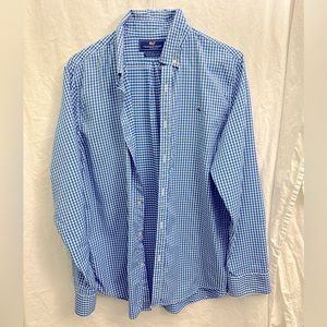VINEYARD VINES MENS BLUE GINGHAM SHIRT SLIM FIT SIZE LARGE